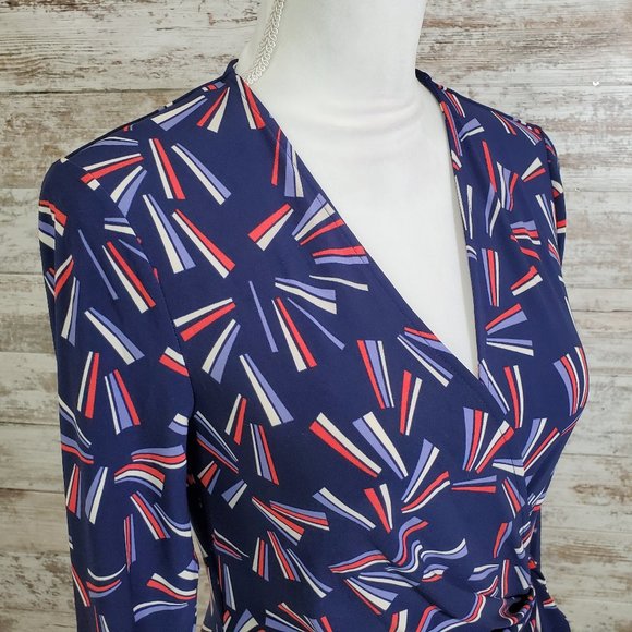 ANNE KLEIN Eclipse Blue Marina Printed Faux Wrap - Picture 4 of 15